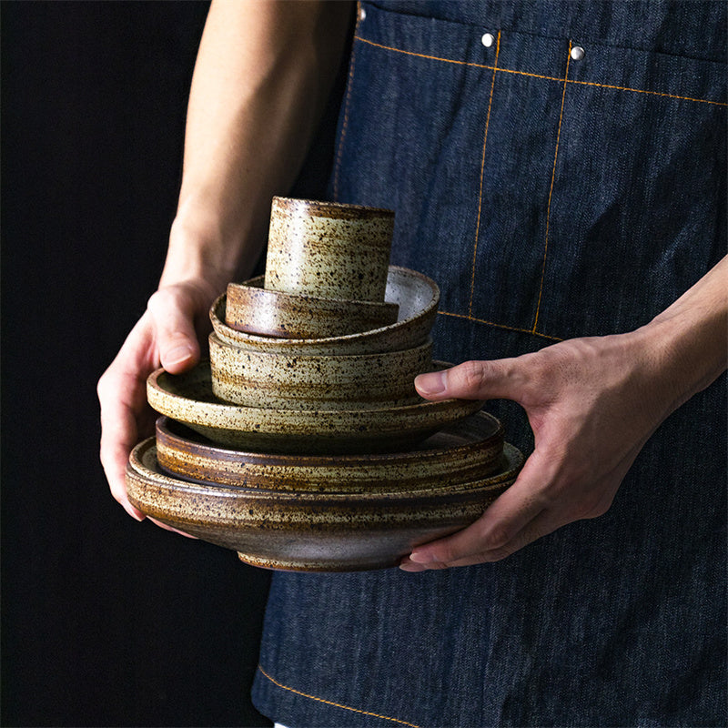 Rough Pottery Plate — Retro Glaze