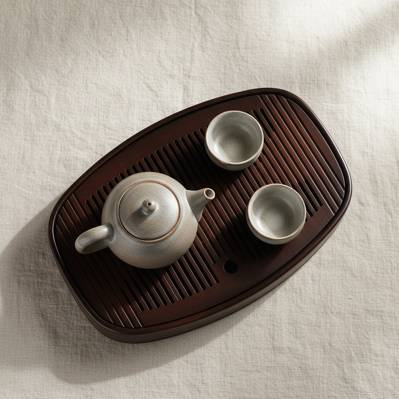 Bamboo Tea Tray — Drainage Groove, Three Sizes