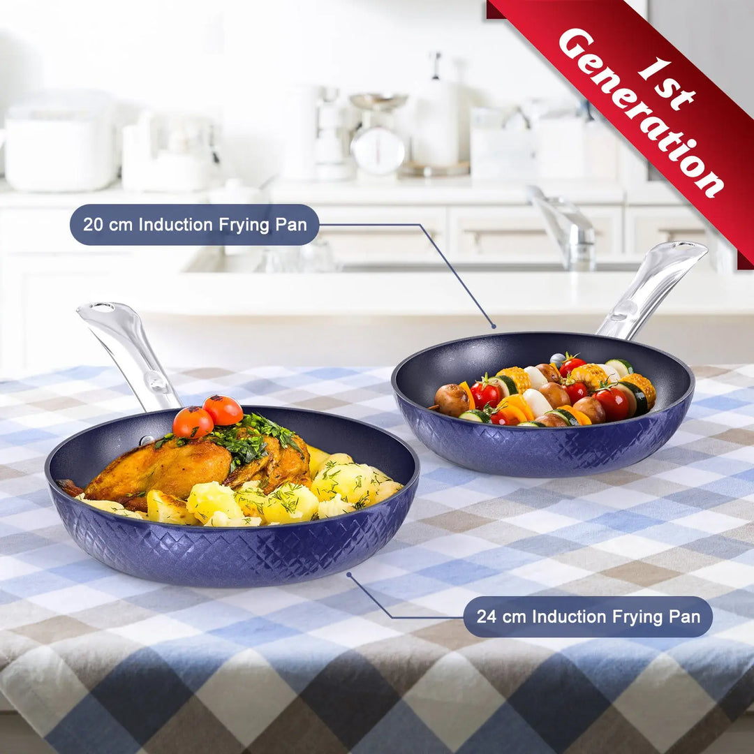 Frying Pan Sets Non Stick 3Pieces Blue 3D Diamond Cookware - Unique Unique Unique Frying Pan Sets Non Stick 3Pieces Blue 3D Diamond Cookware