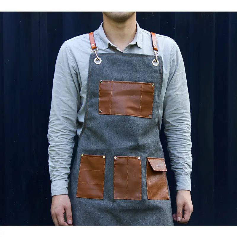 Apron Work Denim Barber Milk Tea Shop Baking Floral Restaurant Work Clothes Men And Women Art - Unique Unique Unique Apron Work Denim Barber Milk Tea Shop Baking Floral Restaurant Work Clothes Men And Women Art