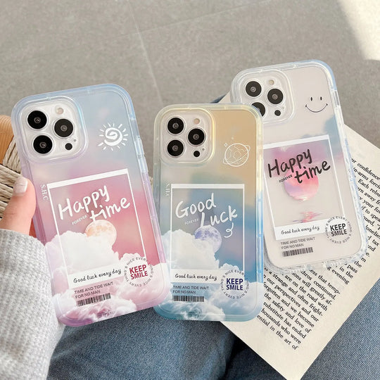 Gradient Transparent Color Cloud Letter 13 12 11 Pro Pro Max Mobile Phone Case - Unique Unique Unique Gradient Transparent Color Cloud Letter 13 12 11 Pro Pro Max Mobile Phone Case