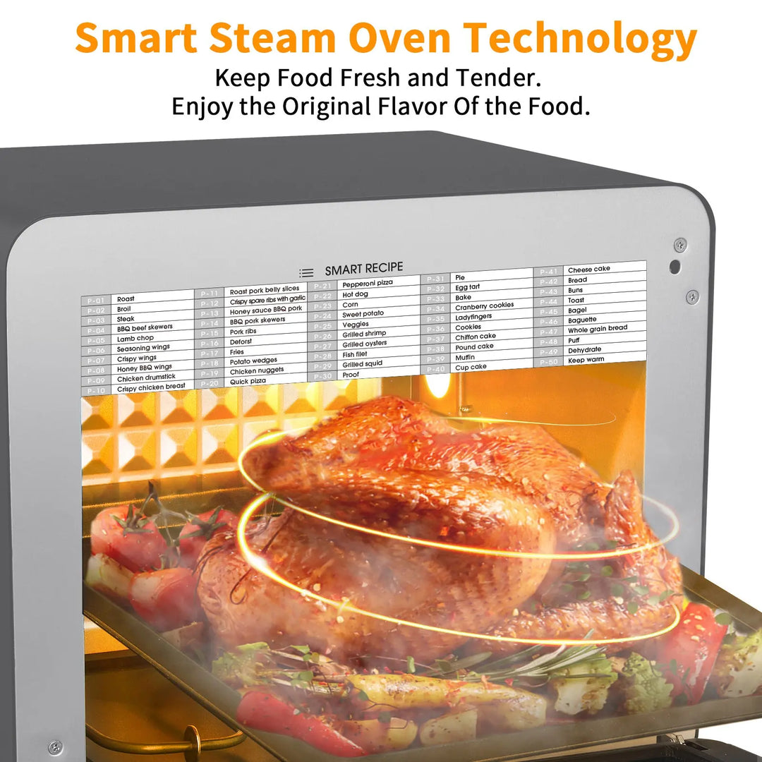 Geek Chef Steam Air Fryer Toast Oven Combo , 26 QT Steam Convection Oven Countertop , 50 Cooking Presets, With 6 Slice Toast, 12 In Pizza, Black Stainless Steel. Prohibited From Listing On Amazon - Unique Unique Unique Geek Chef Steam Air Fryer Toast Oven Combo , 26 QT Steam Convection Oven Countertop , 50 Cooking Presets, With 6 Slice Toast, 12 In Pizza, Black Stainless Steel. Prohibited From Listing On Amazon