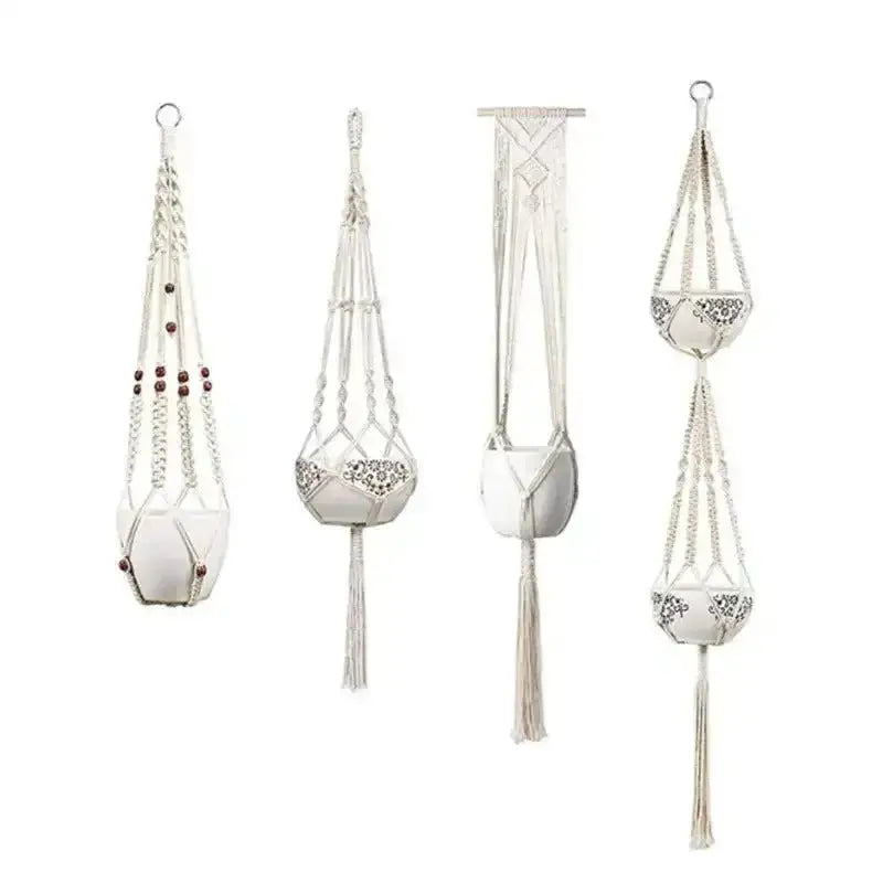 4 Pack - Macrame Hanging Baskets - Unique Unique Unique 4 Pack - Macrame Hanging Baskets