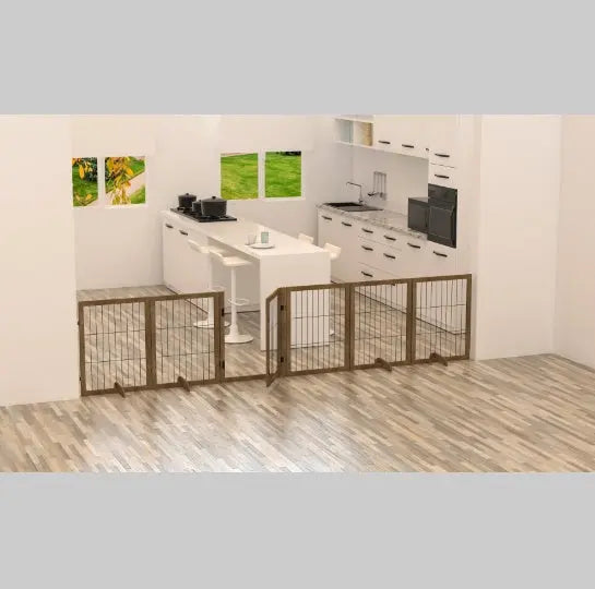 Dog Gate With Door Walk Through 144 Extra Wide 32 Tall 6 Panels Foldable Wire Pet Gate Barrier For House Doorway Stairs Pet Puppy Safety Fence Support Feet Included Solid Hard Wood - Unique Unique Unique Dog Gate With Door Walk Through 144 Extra Wide 32 Tall 6 Panels Foldable Wire Pet Gate Barrier For House Doorway Stairs Pet Puppy Safety Fence Support Feet Included Solid Hard Wood