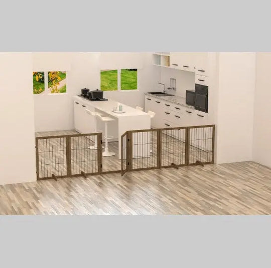 Dog Gate With Door Walk Through 144 Extra Wide 32 Tall 6 Panels Foldable Wire Pet Gate Barrier For House Doorway Stairs Pet Puppy Safety Fence Support Feet Included Solid Hard Wood - Unique Unique Unique Dog Gate With Door Walk Through 144 Extra Wide 32 Tall 6 Panels Foldable Wire Pet Gate Barrier For House Doorway Stairs Pet Puppy Safety Fence Support Feet Included Solid Hard Wood