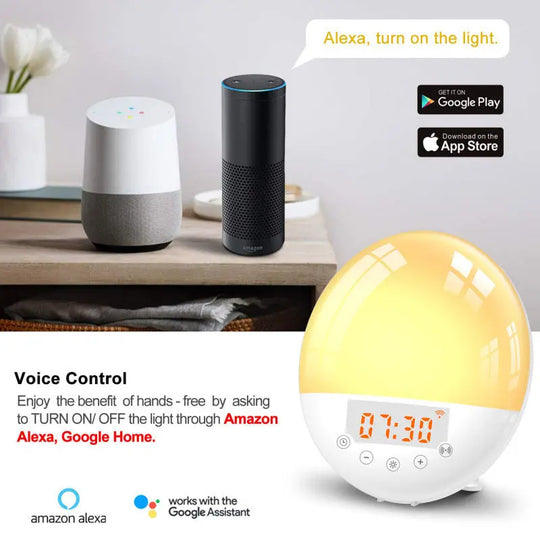 wifi voice control smart wake-up light alarm clock sunrise natural wake-up light - Unique Unique Unique wifi voice control smart wake-up light alarm clock sunrise natural wake-up light