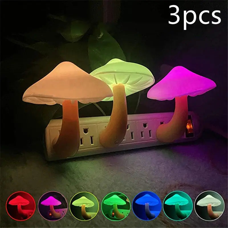 LED Night Light Mushroom Wall Socket Lamp EU US Plug Warm White Light-control Sensor Bedroom Light Home Decoration - Unique Unique Unique LED Night Light Mushroom Wall Socket Lamp EU US Plug Warm White Light-control Sensor Bedroom Light Home Decoration