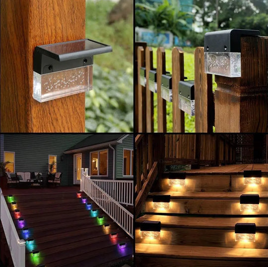 Waterproof New RGB LED Solar Light Step Fence Light - Unique Unique Unique Waterproof New RGB LED Solar Light Step Fence Light