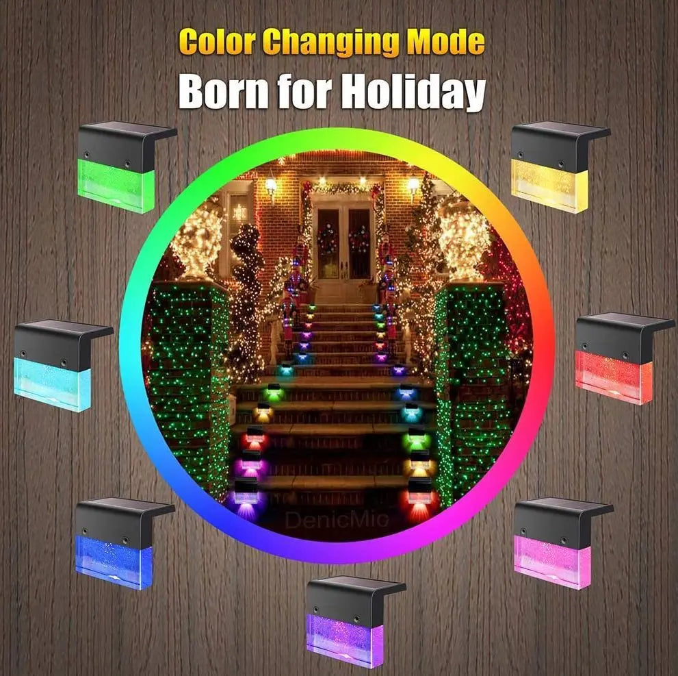 Waterproof New RGB LED Solar Light Step Fence Light - Unique Unique Unique Waterproof New RGB LED Solar Light Step Fence Light