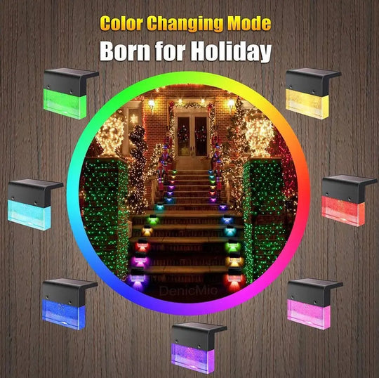 Waterproof New RGB LED Solar Light Step Fence Light - Unique Unique Unique Waterproof New RGB LED Solar Light Step Fence Light