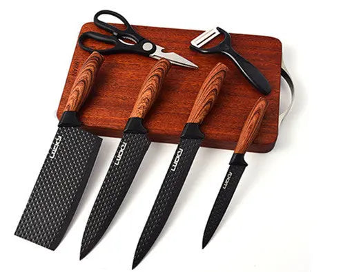Six-Piece Set Of Stainless Steel Knives With Wooden Handle - Unique Unique Unique Six-Piece Set Of Stainless Steel Knives With Wooden Handle