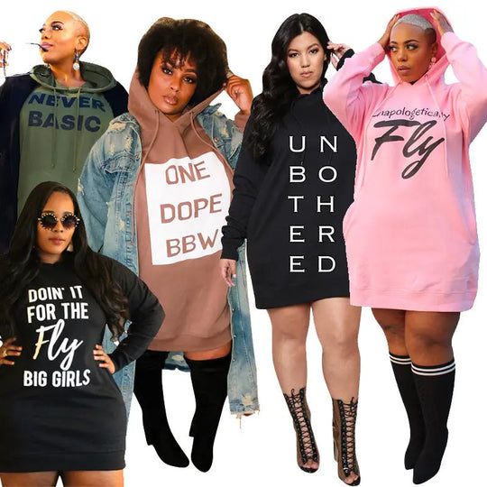 Plus Size Dresses for Women Letter Print Hoodie Casual Loose Mini Dress Sweat Suits Spring Clothes - Unique Unique Unique Plus Size Dresses for Women Letter Print Hoodie Casual Loose Mini Dress Sweat Suits Spring Clothes