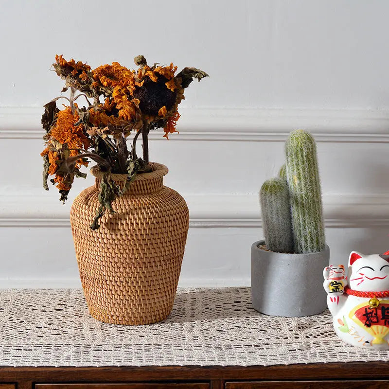 Rattan Woven Ornaments Floral Dry Vases Creative Vases Decorative Tabletop Flower Baskets - Unique Unique Unique Rattan Woven Ornaments Floral Dry Vases Creative Vases Decorative Tabletop Flower Baskets