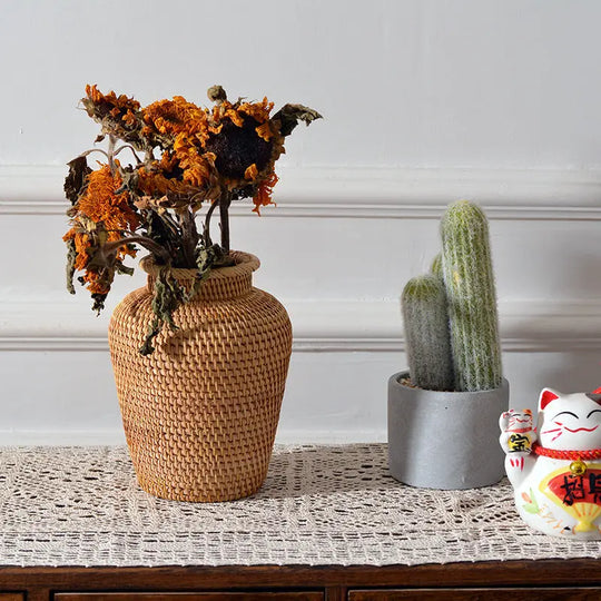 Rattan Woven Ornaments Floral Dry Vases Creative Vases Decorative Tabletop Flower Baskets - Unique Unique Unique Rattan Woven Ornaments Floral Dry Vases Creative Vases Decorative Tabletop Flower Baskets