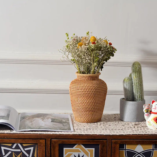 Rattan Woven Ornaments Floral Dry Vases Creative Vases Decorative Tabletop Flower Baskets - Unique Unique Unique Rattan Woven Ornaments Floral Dry Vases Creative Vases Decorative Tabletop Flower Baskets