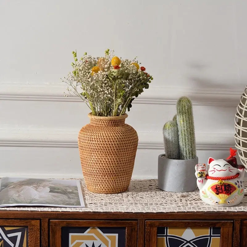 Rattan Woven Ornaments Floral Dry Vases Creative Vases Decorative Tabletop Flower Baskets - Unique Unique Unique Rattan Woven Ornaments Floral Dry Vases Creative Vases Decorative Tabletop Flower Baskets