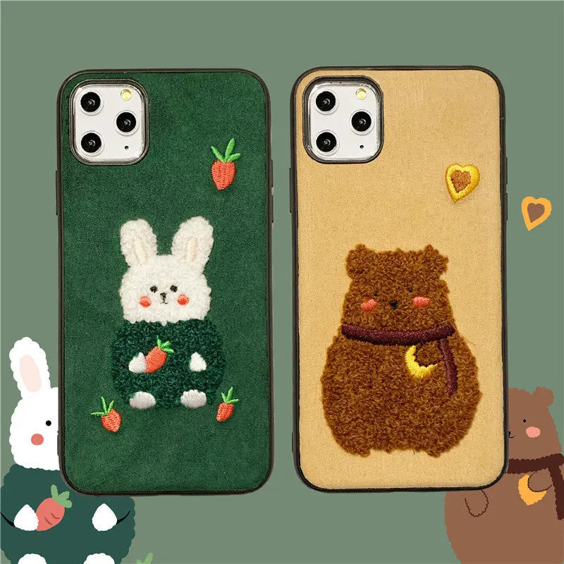 Compatible with Apple, Compatible with Apple , Ins Net Red Korean Style 12 Plush Rabbit Embroidery Bear Apple 11 Pro Max Mobile Phone Case For IPhoneXs 7P - Unique Unique Unique Compatible with Apple, Compatible with Apple , Ins Net Red Korean Style 12 Plush Rabbit Embroidery Bear Apple 11 Pro Max Mobile Phone Case For IPhoneXs 7P