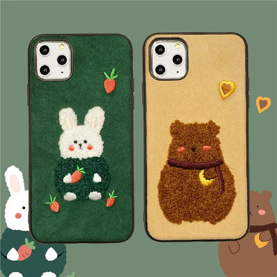 Compatible with Apple, Compatible with Apple , Ins Net Red Korean Style 12 Plush Rabbit Embroidery Bear Apple 11 Pro Max Mobile Phone Case For IPhoneXs 7P - Unique Unique Unique Compatible with Apple, Compatible with Apple , Ins Net Red Korean Style 12 Plush Rabbit Embroidery Bear Apple 11 Pro Max Mobile Phone Case For IPhoneXs 7P