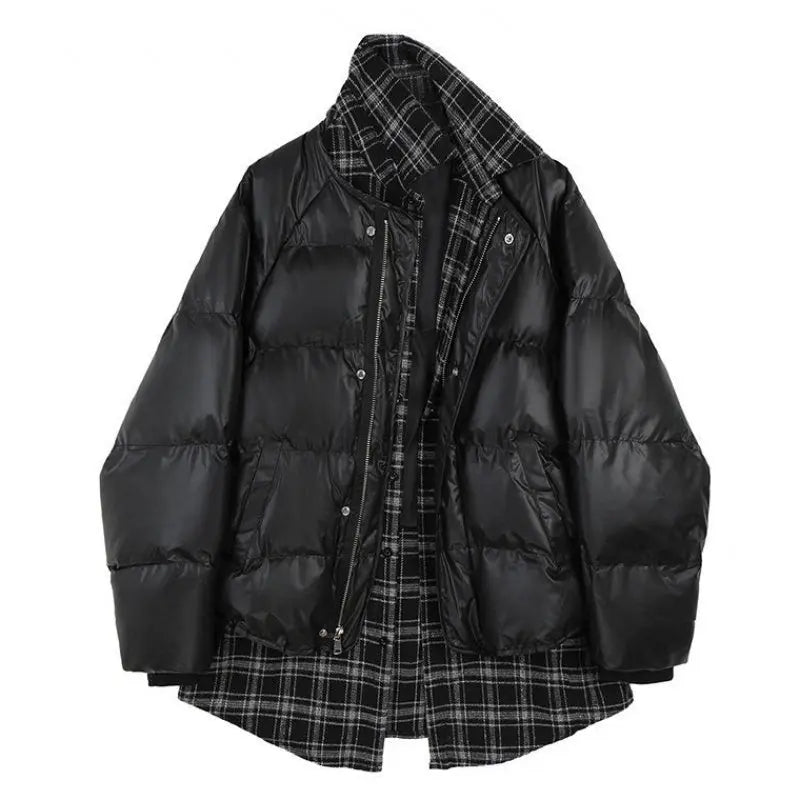 Fake Two-Piece Woolen Plaid Stitching Bread Suit Mew Clothes Women - Unique Unique Unique Fake Two-Piece Woolen Plaid Stitching Bread Suit Mew Clothes Women