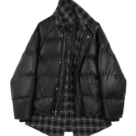 Fake Two-Piece Woolen Plaid Stitching Bread Suit Mew Clothes Women - Unique Unique Unique Fake Two-Piece Woolen Plaid Stitching Bread Suit Mew Clothes Women