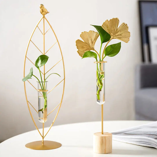 Nordic Home Golden Wrought Iron Ornaments, Test Tube Vases, Small Decorative Ornaments On Office Desks - Unique Unique Unique Nordic Home Golden Wrought Iron Ornaments, Test Tube Vases, Small Decorative Ornaments On Office Desks