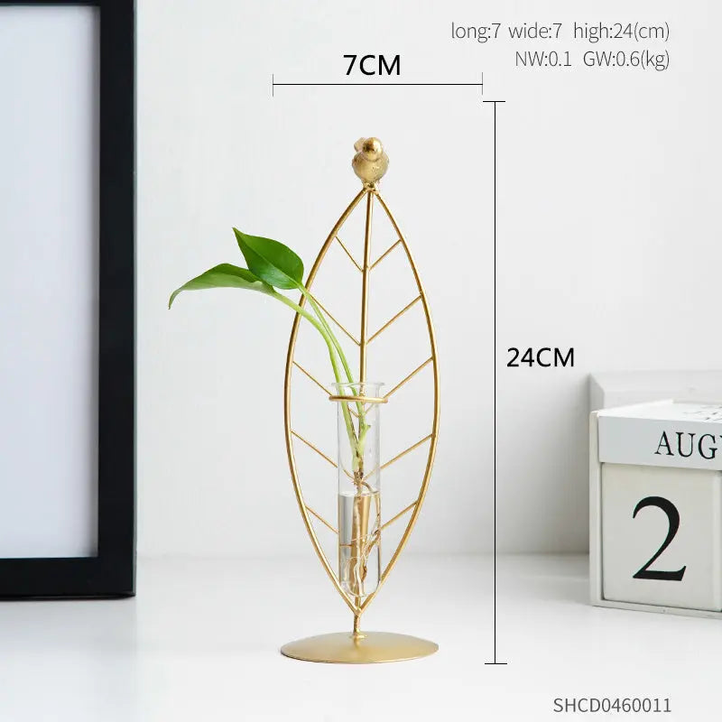 Nordic Home Golden Wrought Iron Ornaments, Test Tube Vases, Small Decorative Ornaments On Office Desks - Unique Unique Unique Nordic Home Golden Wrought Iron Ornaments, Test Tube Vases, Small Decorative Ornaments On Office Desks