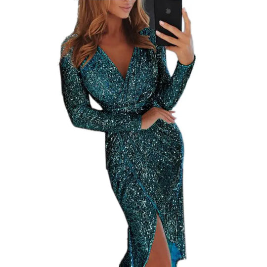 Women Clothes Bodycon Dresses New Ladies Bronzing Long-sleeved - Unique Unique Unique Women Clothes Bodycon Dresses New Ladies Bronzing Long-sleeved