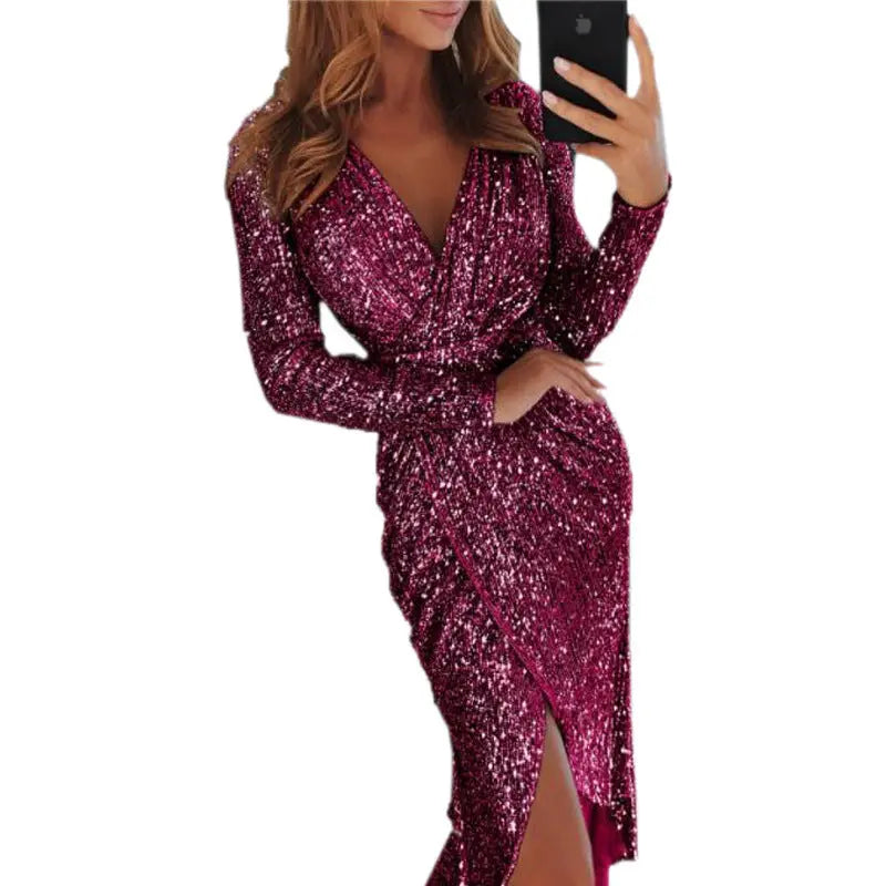 Women Clothes Bodycon Dresses New Ladies Bronzing Long-sleeved - Unique Unique Unique Women Clothes Bodycon Dresses New Ladies Bronzing Long-sleeved