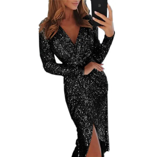 Women Clothes Bodycon Dresses New Ladies Bronzing Long-sleeved - Unique Unique Unique Women Clothes Bodycon Dresses New Ladies Bronzing Long-sleeved