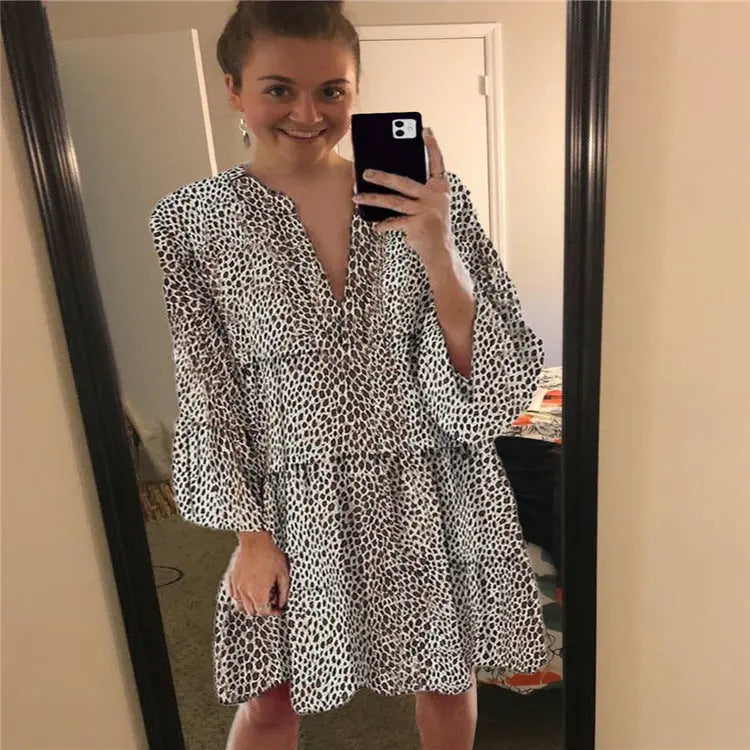 Printed V-neck Hot Sale Loose Hot Sale Dress - Unique Unique Unique Printed V-neck Hot Sale Loose Hot Sale Dress