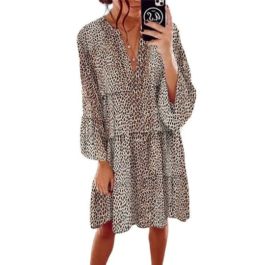Printed V-neck Hot Sale Loose Hot Sale Dress - Unique Unique Unique Printed V-neck Hot Sale Loose Hot Sale Dress