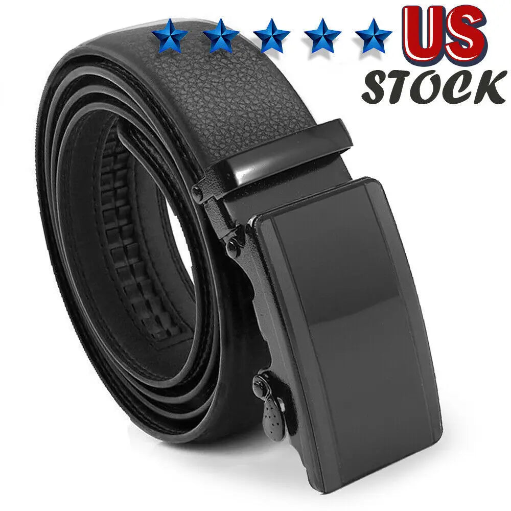 Microfiber Leather Belt For Men BLACK Ratchet Belt Automatic Buckle Closure USA - Unique Unique Unique Microfiber Leather Belt For Men BLACK Ratchet Belt Automatic Buckle Closure USA