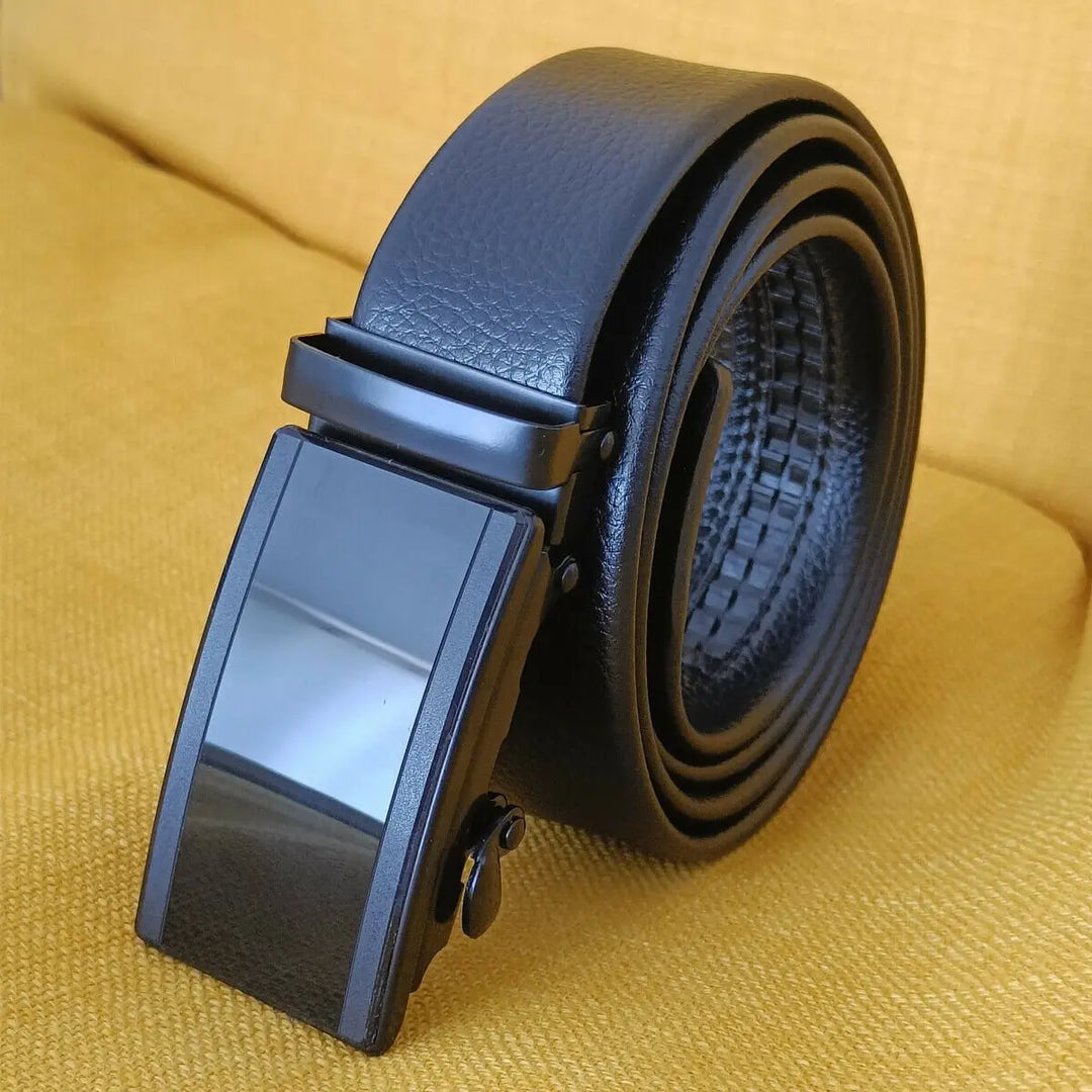 Microfiber Leather Belt For Men BLACK Ratchet Belt Automatic Buckle Closure USA - Unique Unique Unique Microfiber Leather Belt For Men BLACK Ratchet Belt Automatic Buckle Closure USA