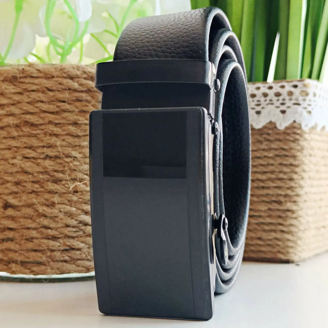 Microfiber Leather Belt For Men BLACK Ratchet Belt Automatic Buckle Closure USA - Unique Unique Unique Microfiber Leather Belt For Men BLACK Ratchet Belt Automatic Buckle Closure USA