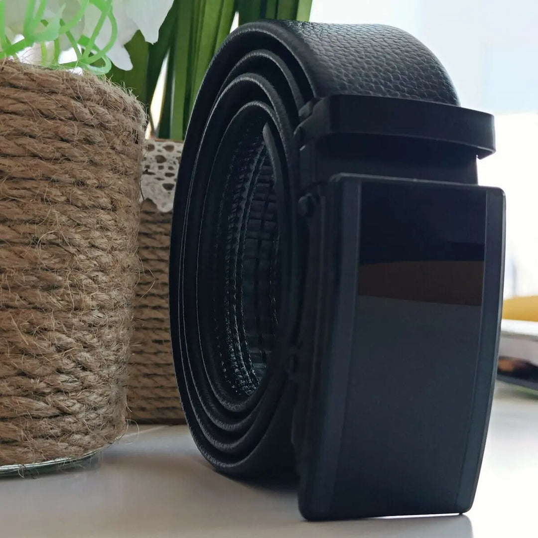 Microfiber Leather Belt For Men BLACK Ratchet Belt Automatic Buckle Closure USA - Unique Unique Unique Microfiber Leather Belt For Men BLACK Ratchet Belt Automatic Buckle Closure USA