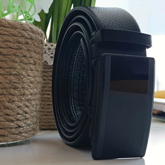 Microfiber Leather Belt For Men BLACK Ratchet Belt Automatic Buckle Closure USA - Unique Unique Unique Microfiber Leather Belt For Men BLACK Ratchet Belt Automatic Buckle Closure USA