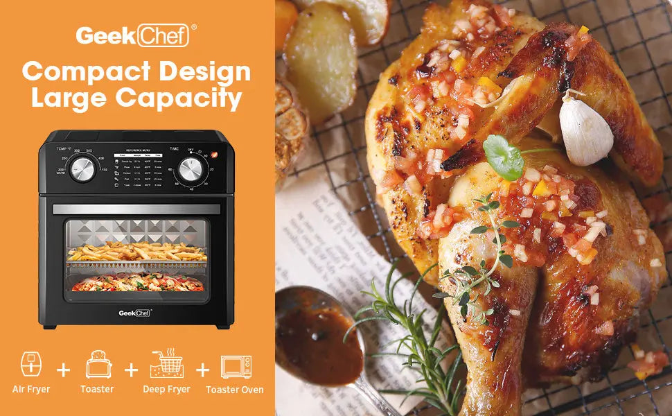 Geek Chef Air Fryer 10QT, Countertop Toaster Oven, 4 Slice Toaster Air Fryer Oven Warm, Broil, Toast, Bake, Air Fry, Oil-Free, Black Stainless Steel, Perfect For Countertop, Ban On Amazon - Unique Unique Unique Geek Chef Air Fryer 10QT, Countertop Toaster Oven, 4 Slice Toaster Air Fryer Oven Warm, Broil, Toast, Bake, Air Fry, Oil-Free, Black Stainless Steel, Perfect For Countertop, Ban On Amazon