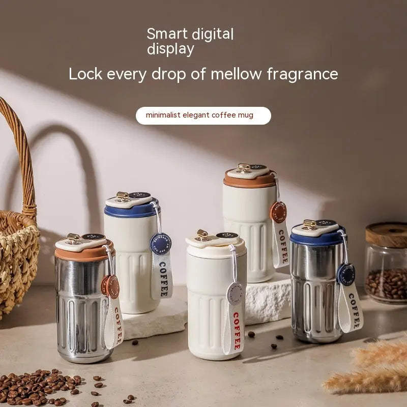 Smart Digital Thermal Bottle Portable Coffee Mug Stainless Steel Water Bottle In-Car Insulated Cup Keep Cold Vacuum Flasks 450ml - Unique Unique Unique Smart Digital Thermal Bottle Portable Coffee Mug Stainless Steel Water Bottle In-Car Insulated Cup Keep Cold Vacuum Flasks 450ml