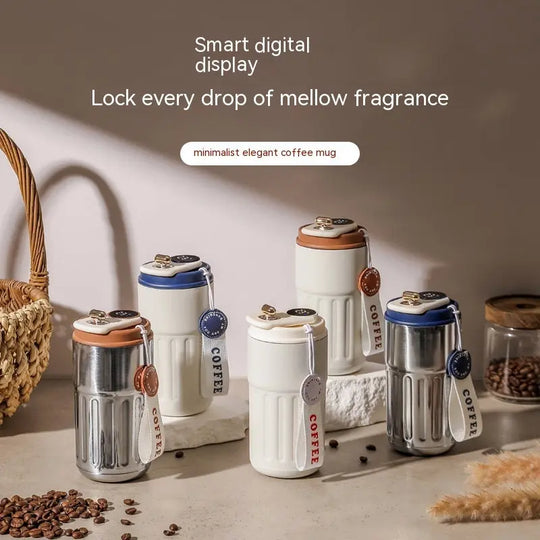 Smart Digital Thermal Bottle Portable Coffee Mug Stainless Steel Water Bottle In-Car Insulated Cup Keep Cold Vacuum Flasks 450ml - Unique Unique Unique Smart Digital Thermal Bottle Portable Coffee Mug Stainless Steel Water Bottle In-Car Insulated Cup Keep Cold Vacuum Flasks 450ml