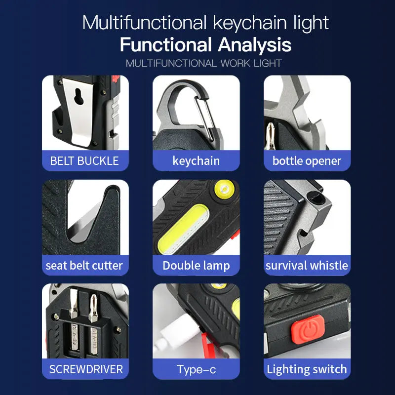 Multifunctional Charging Emergency Light Convenient Keychain Work Light COB High Brightness Maintenance Light Outdoor Camping LED Light - Unique Unique Unique Multifunctional Charging Emergency Light Convenient Keychain Work Light COB High Brightness Maintenance Light Outdoor Camping LED Light