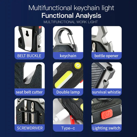 Multifunctional Charging Emergency Light Convenient Keychain Work Light COB High Brightness Maintenance Light Outdoor Camping LED Light - Unique Unique Unique Multifunctional Charging Emergency Light Convenient Keychain Work Light COB High Brightness Maintenance Light Outdoor Camping LED Light