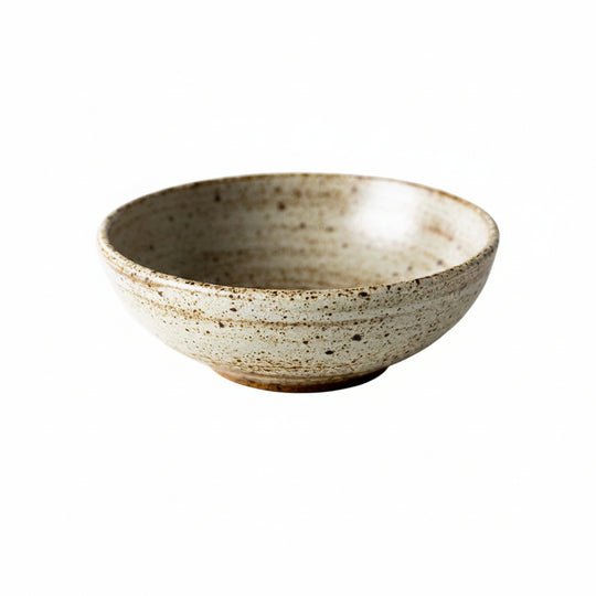 Wide open rough pottery bowl with retro colour glaze, natural surface variation
