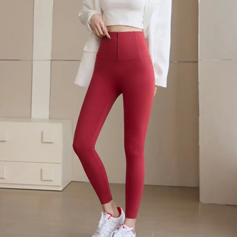 Belly-controlling Butt Lifting Leggings With Three-breasted Design Winter High Waist Slim Zippere Pants Warm Velvet And Thickened Trousers Women Clothing - Unique Unique Unique Belly-controlling Butt Lifting Leggings With Three-breasted Design Winter High Waist Slim Zippere Pants Warm Velvet And Thickened Trousers Women Clothing
