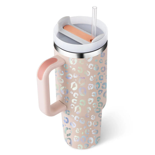 40 Oz Tumbler With Handle Straw Insulated, Stainless Steel Spill Proof Vacuum Coffee Cup Tumbler With Lid Tapered Mug Gifts For Valentine Lover Suitable For Car Gym Office Travel Unique