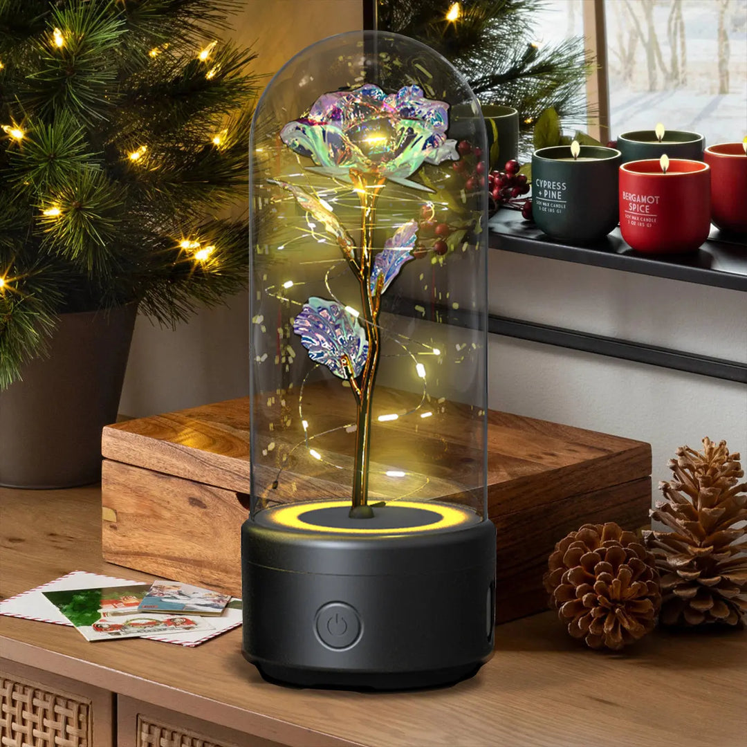 Creative 2 In 1 Rose Flowers LED Light And Bluetooth-compatible Speaker Valentine's Day Gift Rose Luminous Night Light Ornament In Glass Cover - Unique Unique Unique Creative 2 In 1 Rose Flowers LED Light And Bluetooth-compatible Speaker Valentine's Day Gift Rose Luminous Night Light Ornament In Glass Cover