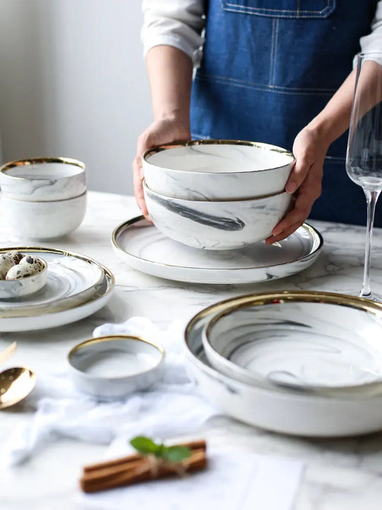 Marble Tableware Bowls Plates Rice - Unique Unique Unique Marble Tableware Bowls Plates Rice