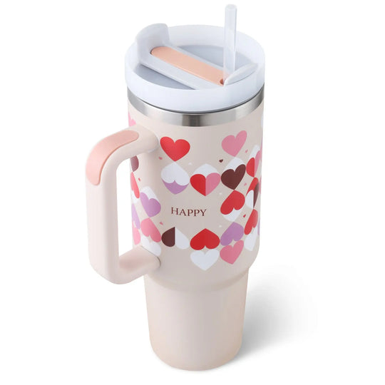 40 Oz Tumbler With Handle Straw Insulated, Stainless Steel Spill Proof Vacuum Coffee Cup Tumbler With Lid Tapered Mug Gifts For Valentine Lover Suitable For Car Gym Office Travel - Unique Unique Unique 40 Oz Tumbler With Handle Straw Insulated, Stainless Steel Spill Proof Vacuum Coffee Cup Tumbler With Lid Tapered Mug Gifts For Valentine Lover Suitable For Car Gym Office Travel
