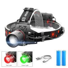 T6 white light green light red light zoom headlight - Unique Unique Unique T6 white light green light red light zoom headlight