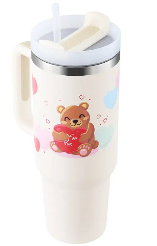 40 Oz Tumbler With Handle Straw Insulated, Stainless Steel Spill Proof Vacuum Coffee Cup Tumbler With Lid Tapered Mug Gifts For Valentine Lover Suitable For Car Gym Office Travel Unique