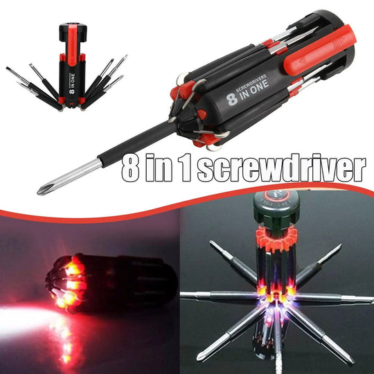 Car Supplies 8 In 1 Screwdriver With LED Flashlight Car Portable Multifunctional Outdoor Tools - Unique Unique Unique Car Supplies 8 In 1 Screwdriver With LED Flashlight Car Portable Multifunctional Outdoor Tools
